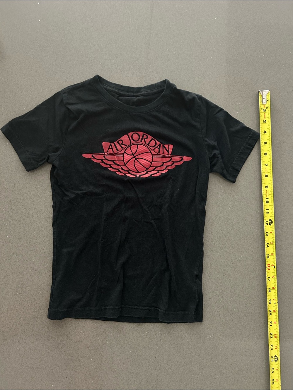Jordan Black Tee with Red Air Jordan Wings Logo Kids Size M…